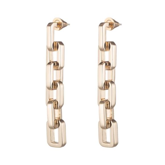 Eddie Borgo 12K Gold Supra Heritage Link Drop Earrings NWT $250 MSRP - Picture 2 of 5
